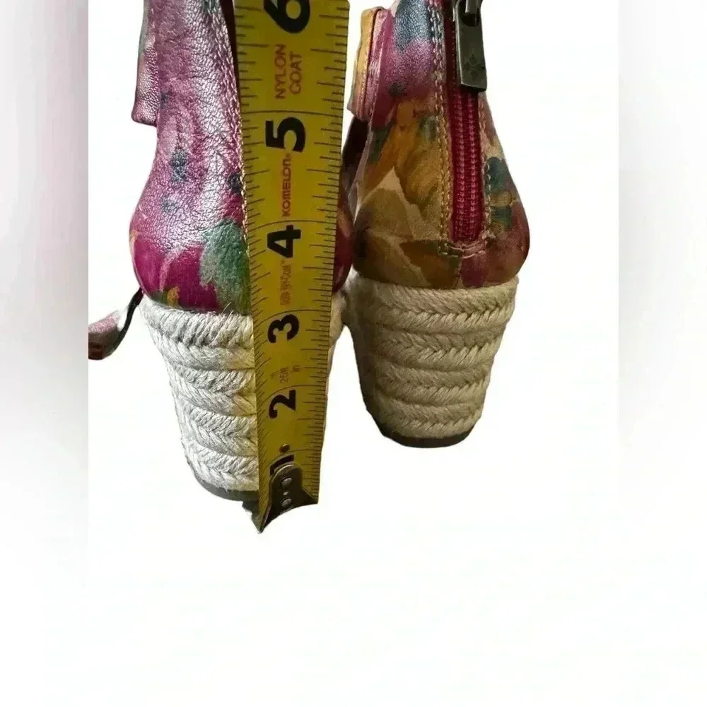 Patricia Nash leather floral “Rubia” espadrille wedge sandals in Spring Multi